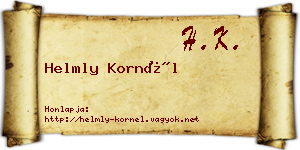 Helmly Kornél névjegykártya